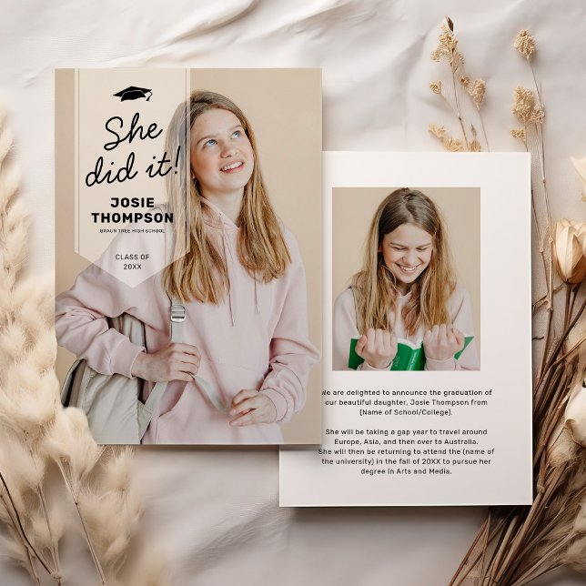 Modern Graduate Sash Photo Graduation Announcement (Creator Uploaded)