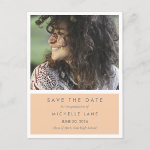 Modern Graduate Save The Date Coral Photo Announcement Postcard