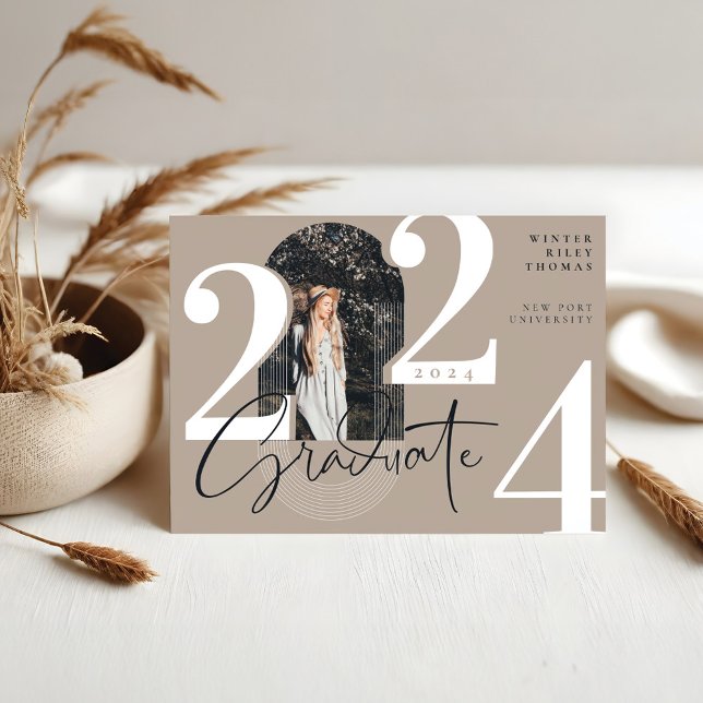Modern Graduate Script 2022 Concentric Arch Photo Invitation (Creator Uploaded)