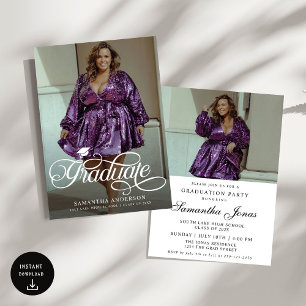 Modern Graduate Script 2 Photos Graduation Party Invitation