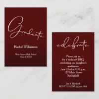 Modern Graduate Script Dark Maroon Party
