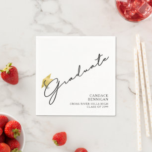 Modern Graduate Script Faux Gold Cap Napkin