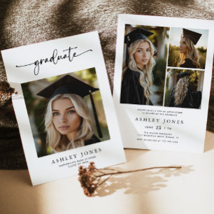 Modern Graduate Script Photo Invitation