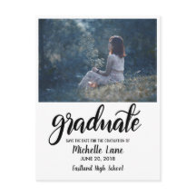 Modern Graduate Script Save The Date Photo