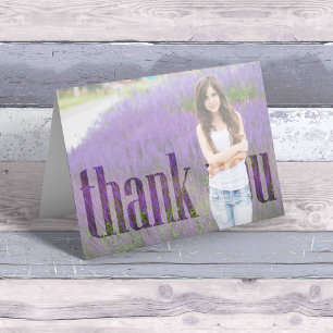Modern Graduate Simple Minimalist Photo Typography Thank You Card
