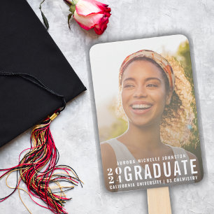 Modern Graduate Typography Class of 2026 Photo Hand Fan