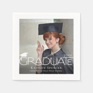 Modern Graduate Typography Photo Custom Colours Napkin