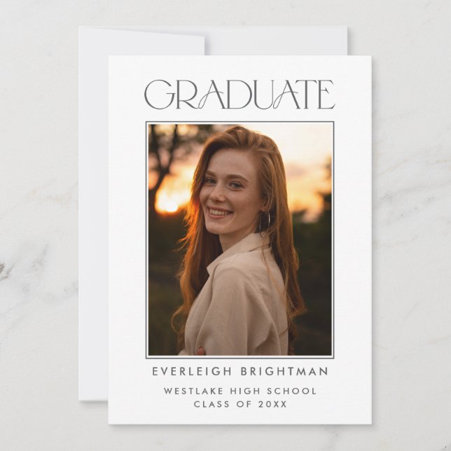 MODERN GRADUATE TYPOGRAPHY PHOTO GRADUATION INVITE (Front)