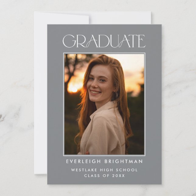 MODERN GRADUATE TYPOGRAPHY PHOTO GRADUATION INVITE (Front)