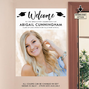 Modern Graduate Welcome Photo Simple Script Poster
