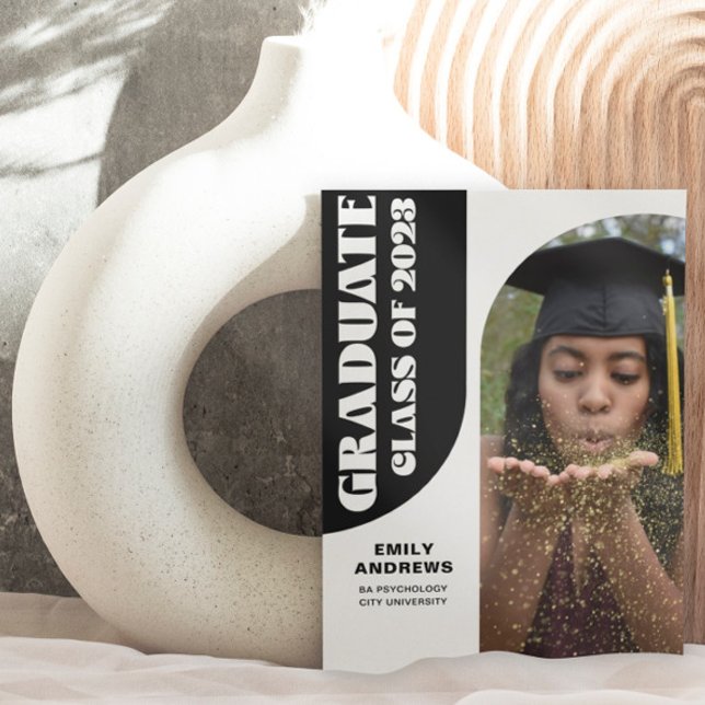 Modern Graduate White Arch & Photo Grad Party  Invitation (Creator Uploaded)