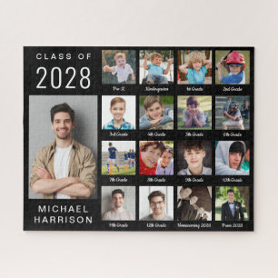 Modern Graduation 17 Photo Collage Black Jigsaw Puzzle