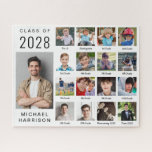 Modern Graduation 17 Photo Collage Jigsaw Puzzle<br><div class="desc">Graduation keepsake puzzle featuring a 17 photo collage of the graduate throughout their school years. Add your personalised captions under each photo.</div>