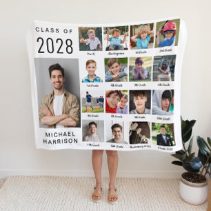Modern Graduation 17 Photo Collage Sherpa Blanket