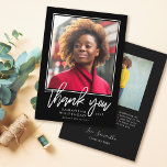 Modern Graduation 2022 Photo Black Thank You Card<br><div class="desc">Simple and modern graduation thank you template card to send out to those who congratulated you,  attended your graduation party,  gave you gifts,  etc.</div>