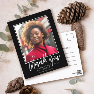 Modern Graduation 2022 Photo Black Thank You Postcard