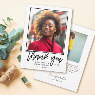 Modern Graduation 2023Photo White Thank You Card