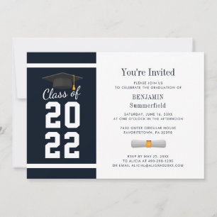 Modern Graduation 2025 Navy Blue Grad Party Invitation