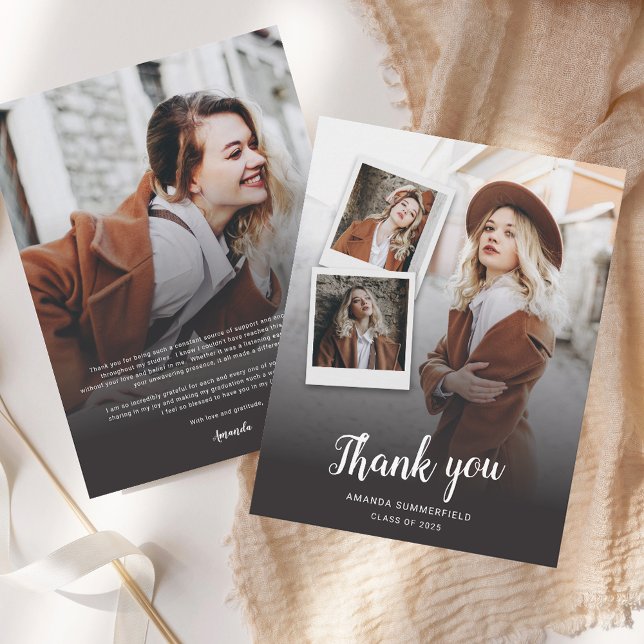 Modern Graduation 2025 Photo Script Thank You Card (Modern Graduation 2025 Photo Script Thank You Card)