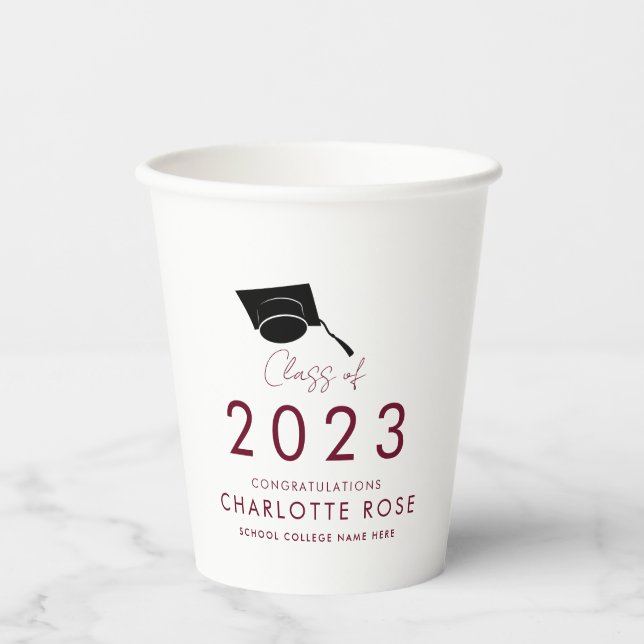 Modern Graduation 2025 Script Grad Party Paper Cups (Front)