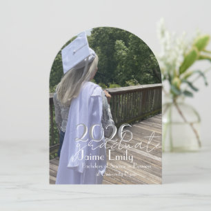 Modern Graduation 2026 Grey Pink Photo Magnet Invitation