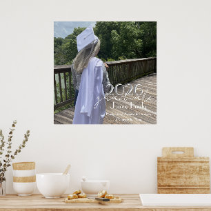 Modern Graduation 2026 Grey Pink Photo Magnet Poster
