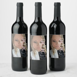 Modern Graduation 2026 Light Pink Photo Magnet Wine Label