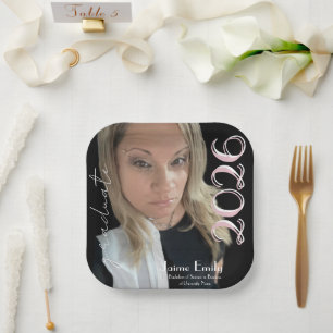 Modern Graduation 2026 Light Pink Photo Napkin Paper Plate