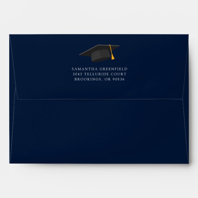 Modern Graduation 2026 Navy Blue Return Address Envelope (Back (Top Flap))