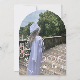 Modern Graduation 2026 Pink Bow Photo Invitation