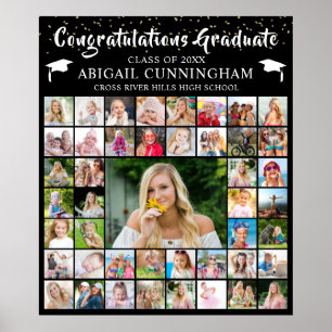 Modern Graduation 45 Photo Collage Confetti Custom Poster