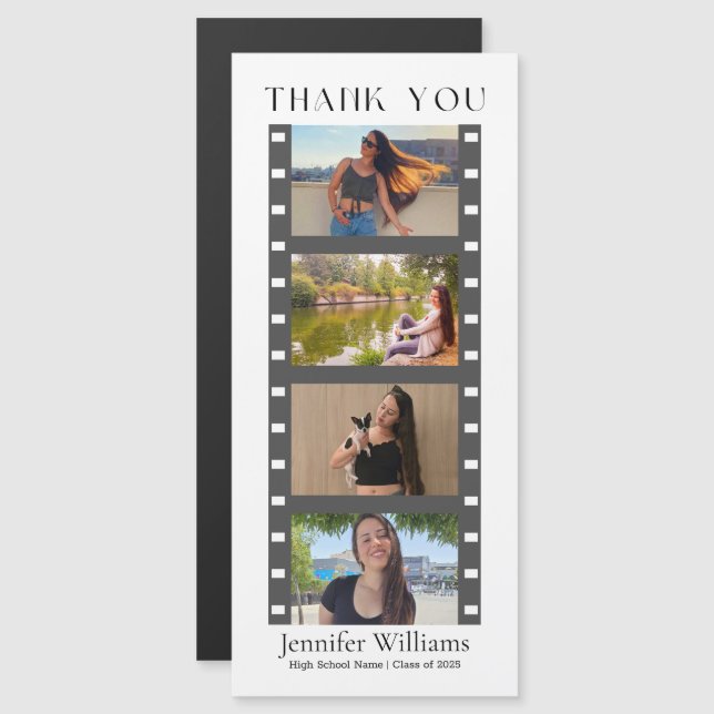 modern graduation 4 photos booth thank you magnet (Front/Back)