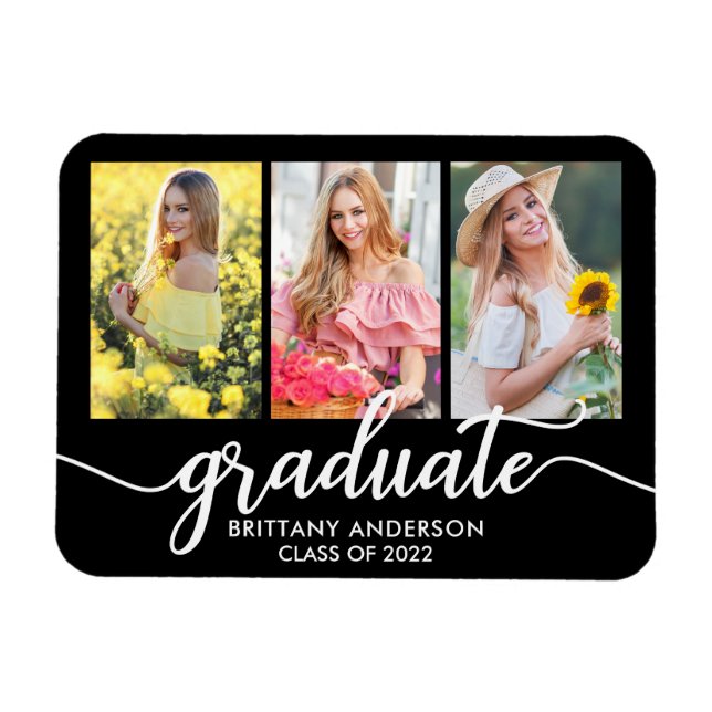 Modern Graduation Announcement 3 Photo  Magnet (Horizontal)