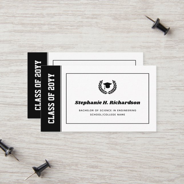 Modern Graduation Announcement Name Card Insert (Front/Back In Situ)