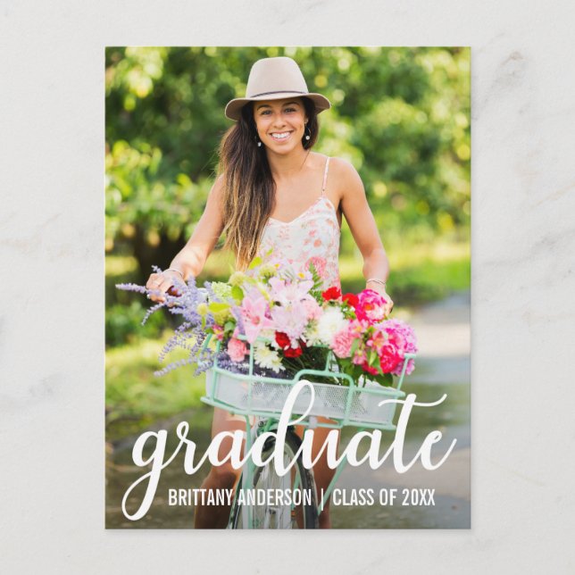 Modern Graduation Announcement Photo Postcard (Front)