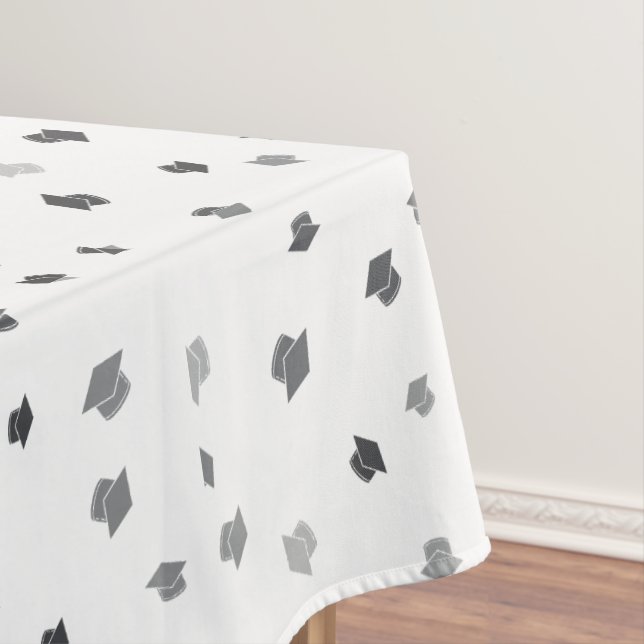 Modern Graduation Black Grey Cap Tablecloth (In Situ)