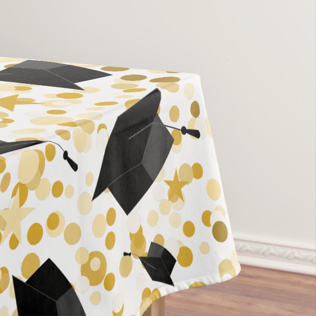 Modern Graduation Black Tassel Cap Tablecloth (In Situ)