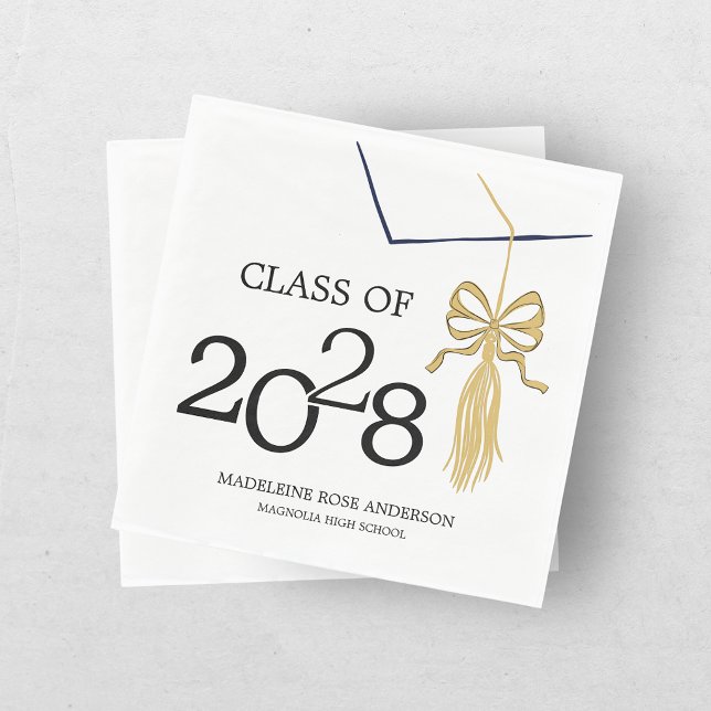 Modern Graduation Cap and Tassel Gold Thank You Napkin (Creator Uploaded)