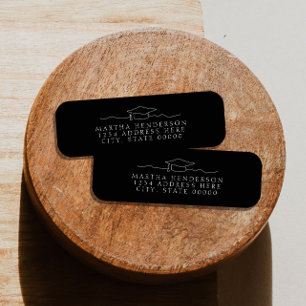 Modern Graduation Cap Line Art Return Address