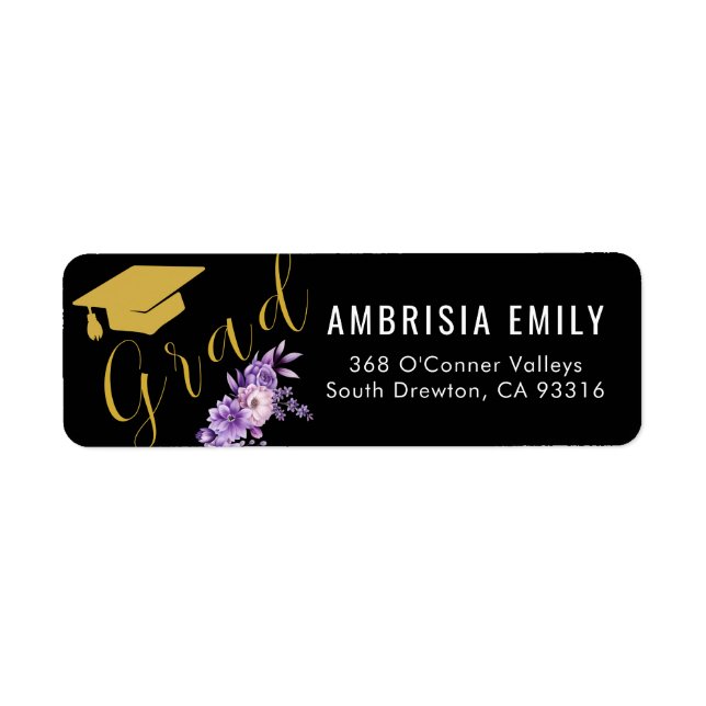 Modern Graduation Cap Return Address Label (Front)