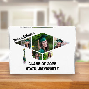 Modern Graduation Cap Shape Collage Acrylic  Photo Block
