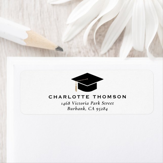 Modern Graduation Cap Tassel Return Address (Insitu)