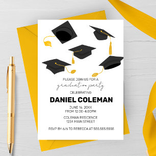 Modern Graduation Cap Toss Graduation Party Invitation