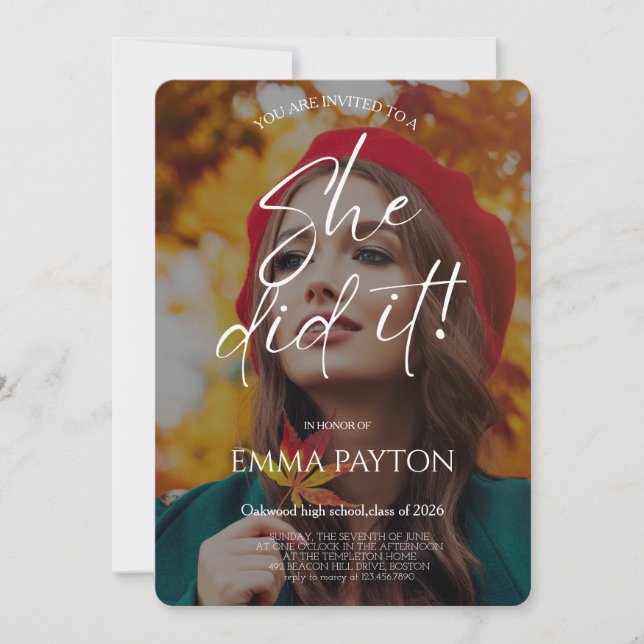 Modern Graduation Celebration  Invitation (Front)