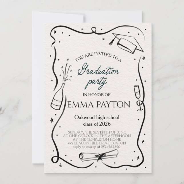 Modern Graduation Celebration  Invitation (Front)