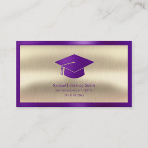 Modern Graduation Class of Student Purple Gold Business Card