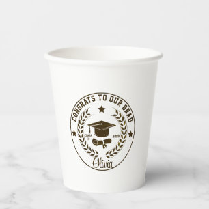Modern Graduation Class Year Custom Colour & Text  Paper Cups