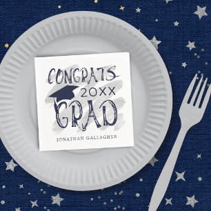 Modern Graduation Congrats Grad Cap Custom Colors Napkin