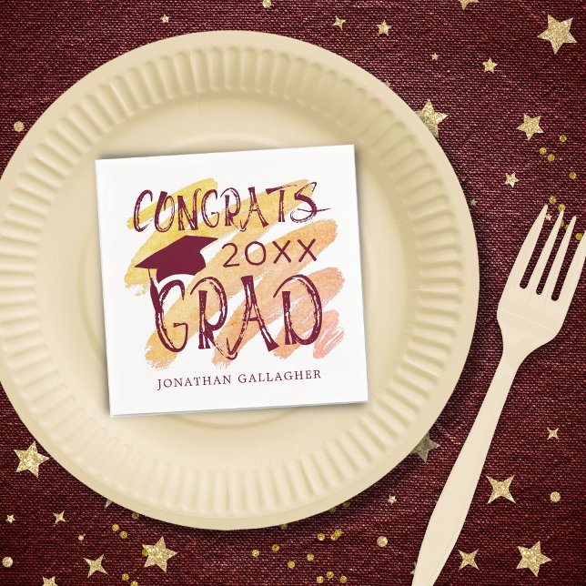 Modern Graduation Congrats Grad Cap Custom Colours Napkin (Creator Uploaded)