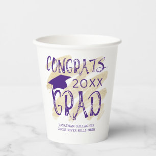Modern Graduation Congrats Grad Cap Custom Colours Paper Cups